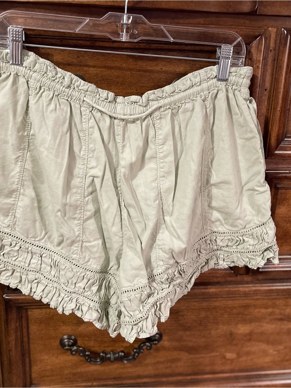 Free People Light Sage Crochet-Trim High Waist Shorts - Picture 5 of 5
